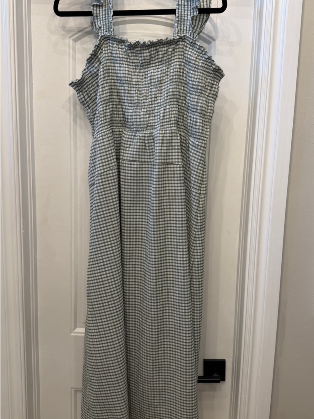 Old Navy Sage Green and White Gingham Maxi Dress